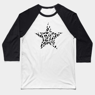 Cutout Black Leopard Print Star Baseball T-Shirt